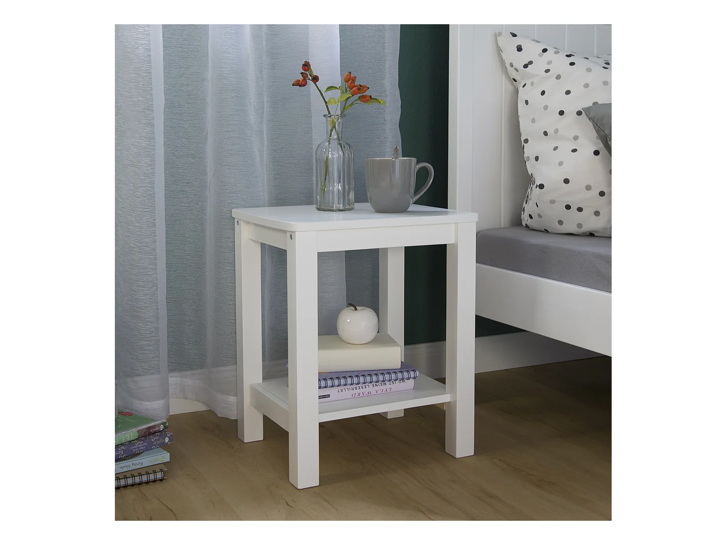 Table de chevet 47x32x38 cm blanche