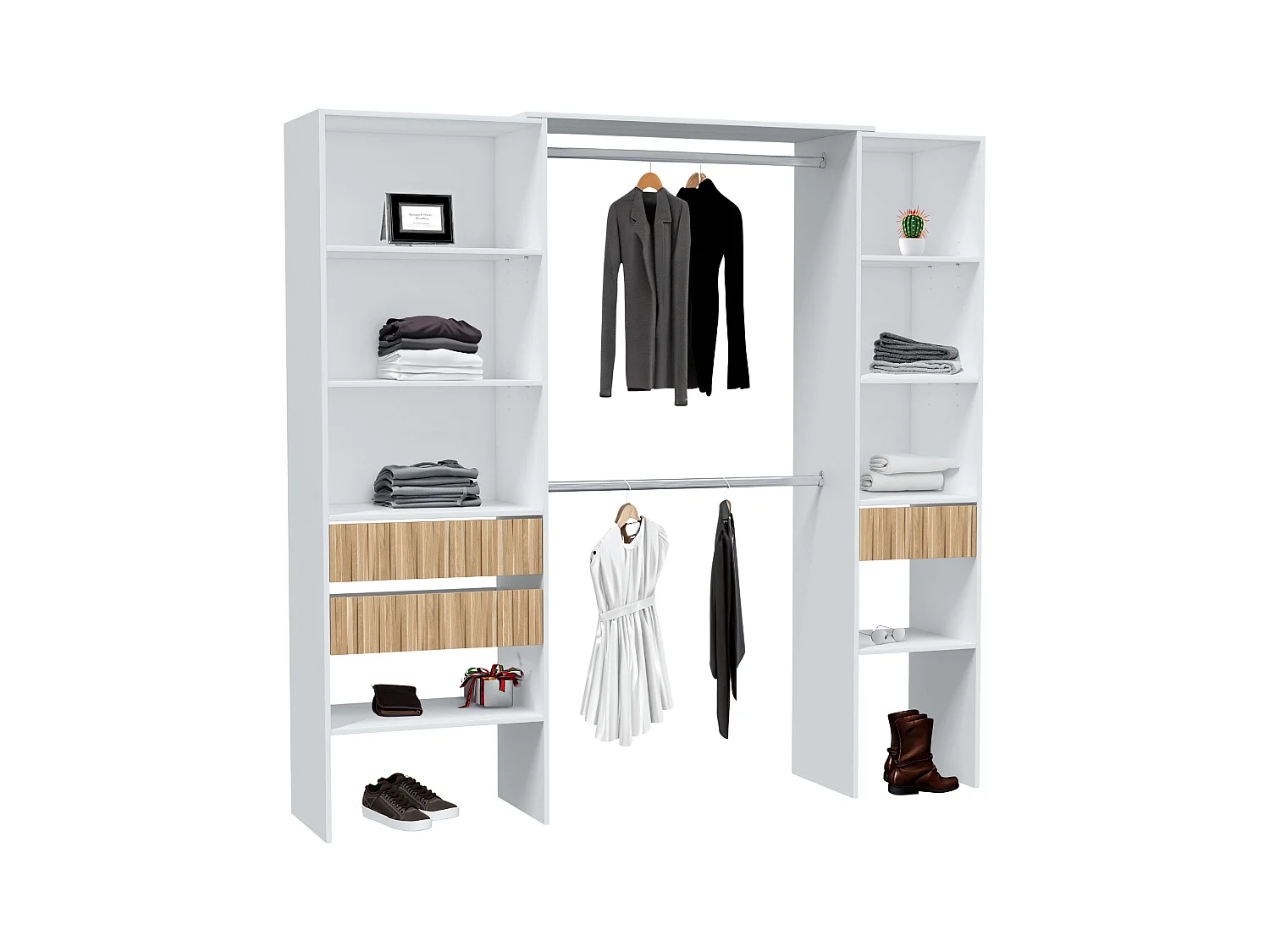 Pack Muebles Dormitorio Etnha Nórdico Blanco Artik/Natur Cabecero, Mesitas