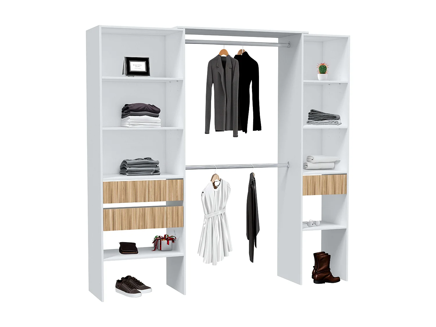 Pack Muebles Dormitorio Etnha Nórdico Blanco Artik/Natur Cabecero, Mesitas