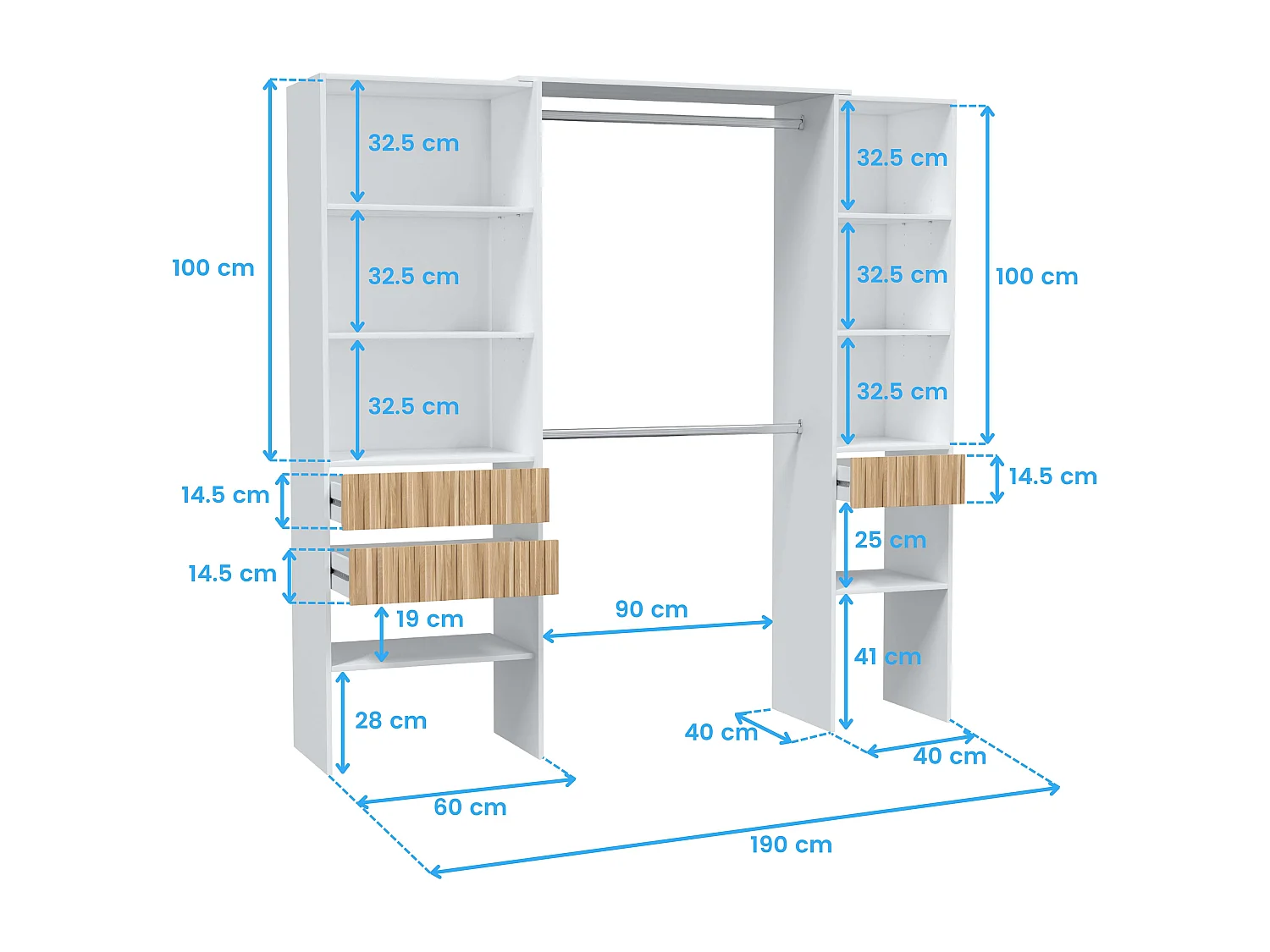Pack Muebles Dormitorio Etnha Nórdico Blanco Artik/Natur Cabecero, Mesitas