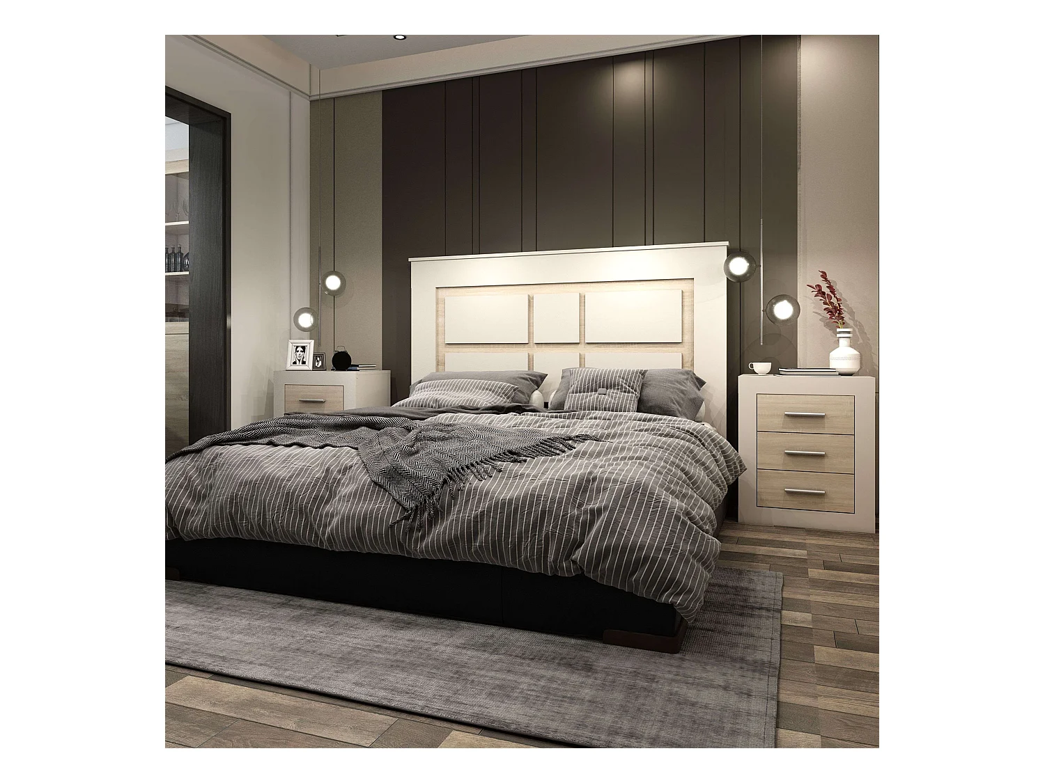 Cabecero Sara Nórdico, Roble Sonoma y Kashmir 160 cm