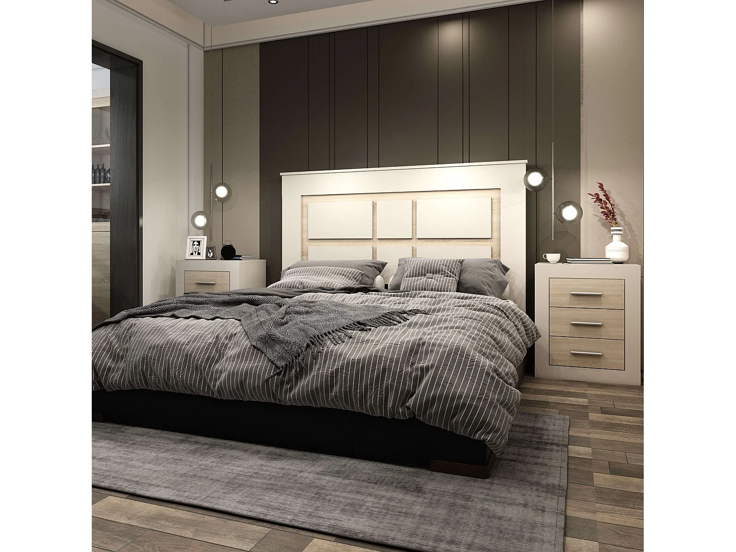 Cabeceira Sara Nordic, Carvalho Sonoma e Caxemira 160 cm