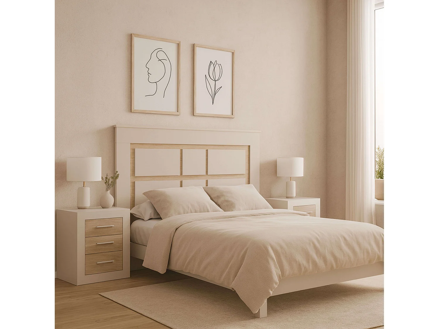 Cabeceira Sara Nordic, Carvalho Sonoma e Caxemira 160 cm
