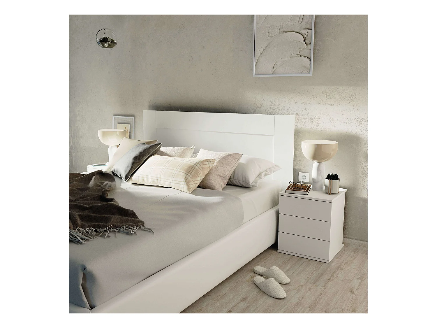 Cabecero De Cama Aroa 164 cm Blanco Dormitorio Moderno
