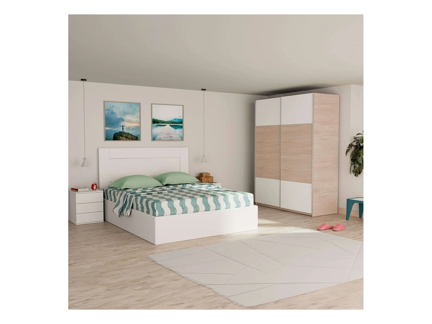 Cabecero De Cama Aroa 164 cm Blanco Dormitorio Moderno
