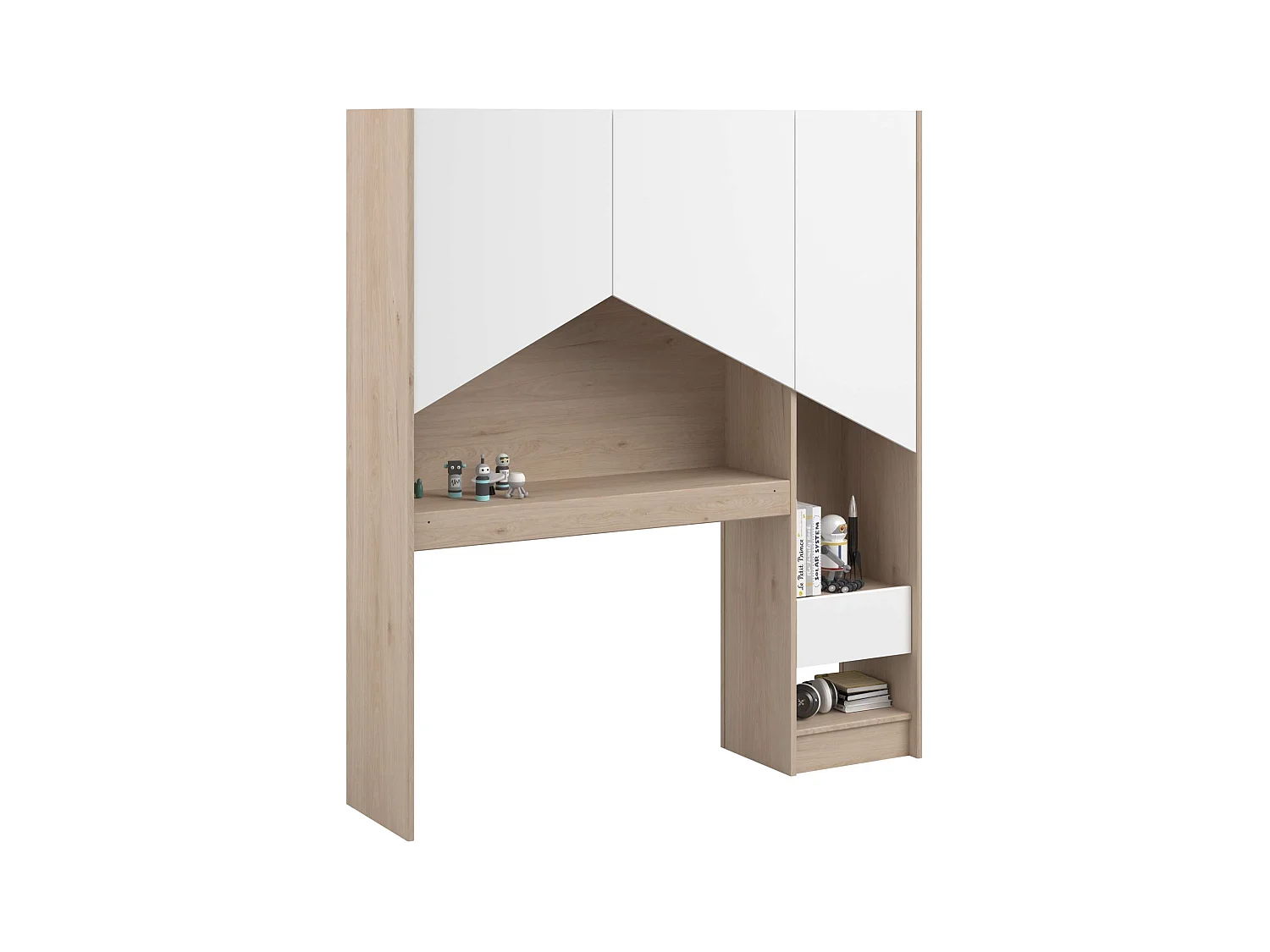 Cabecero Estantería Child Roble Jackson Blanco Mate 152x132x32 cm