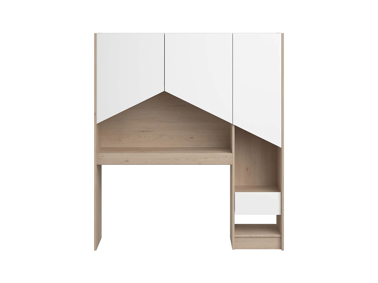 Cabecero Estantería Child Roble Jackson Blanco Mate 152x132x32 cm