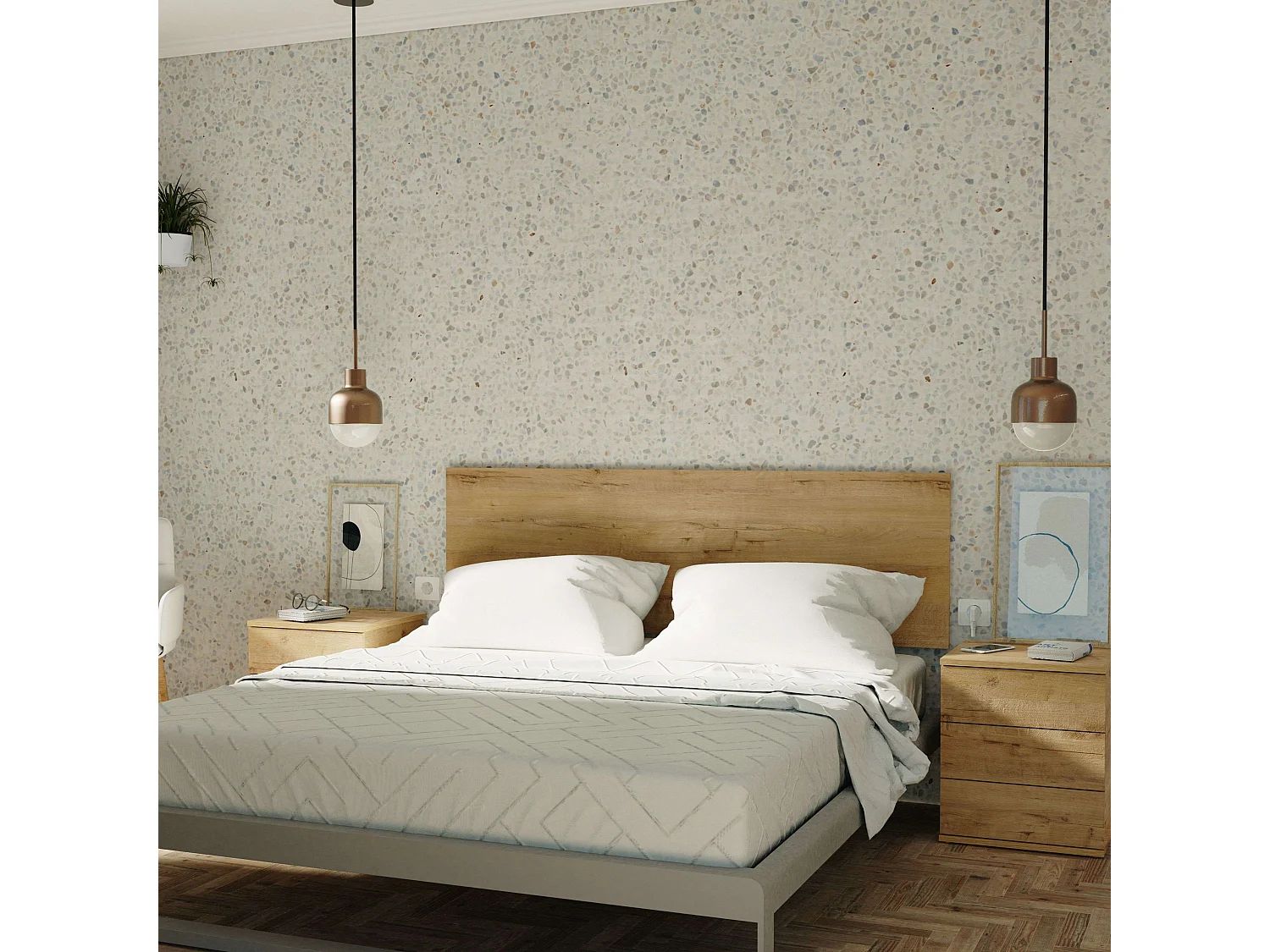 Cabeceira de cama Clim em melamina, carvalho dourado para camas de 150 ou 135 cm