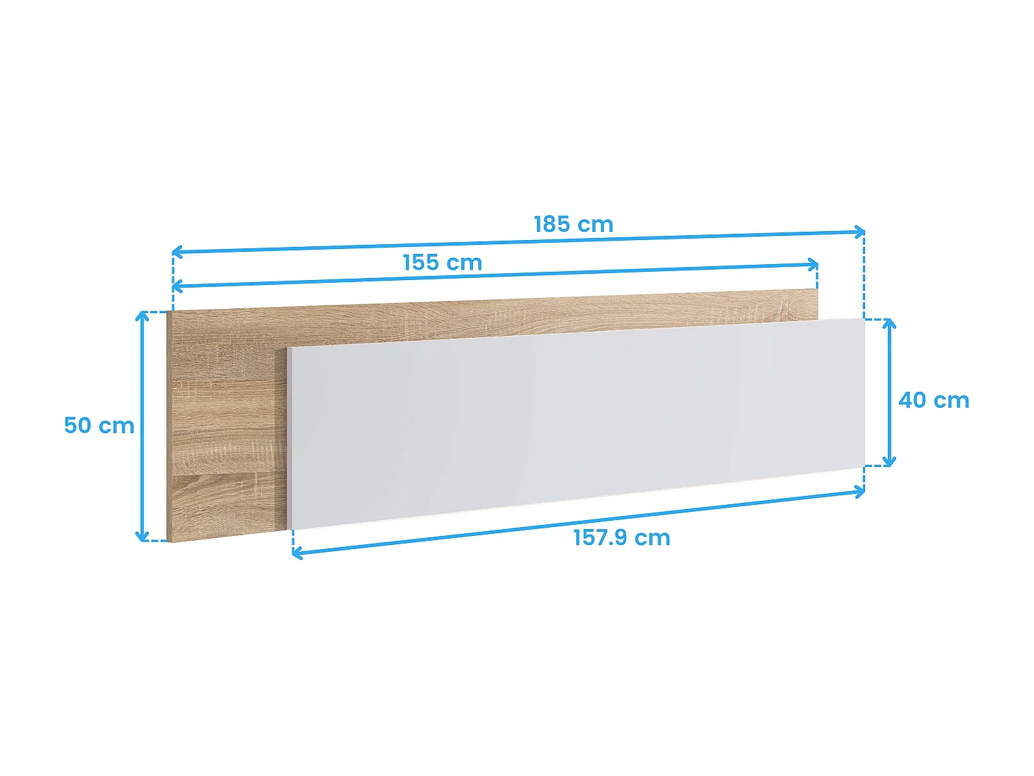 Cabecero Cama Juvenil Superpuesto Blanco/Roble 185x50x3 cm