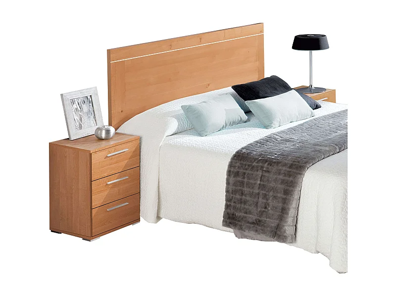 Cabecero Cama c/Mesitas 3 Cajones Color Cerezo