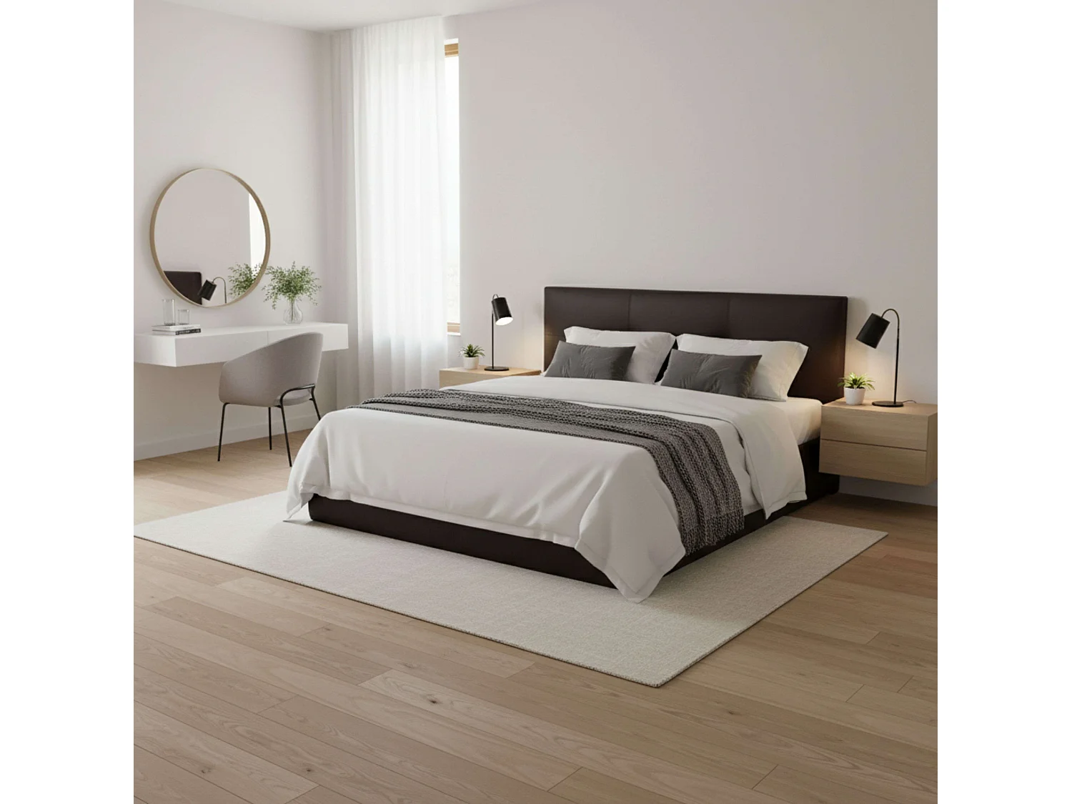 Cabeceira Isabella Cama de Casal Couro Sintético Marrom Chocolate 165x52 cm