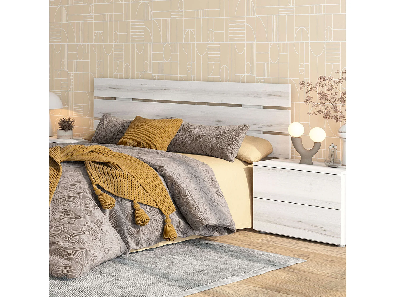 Cabeceira Lucca Contemporânea Branca para Camas de 150/135 cm