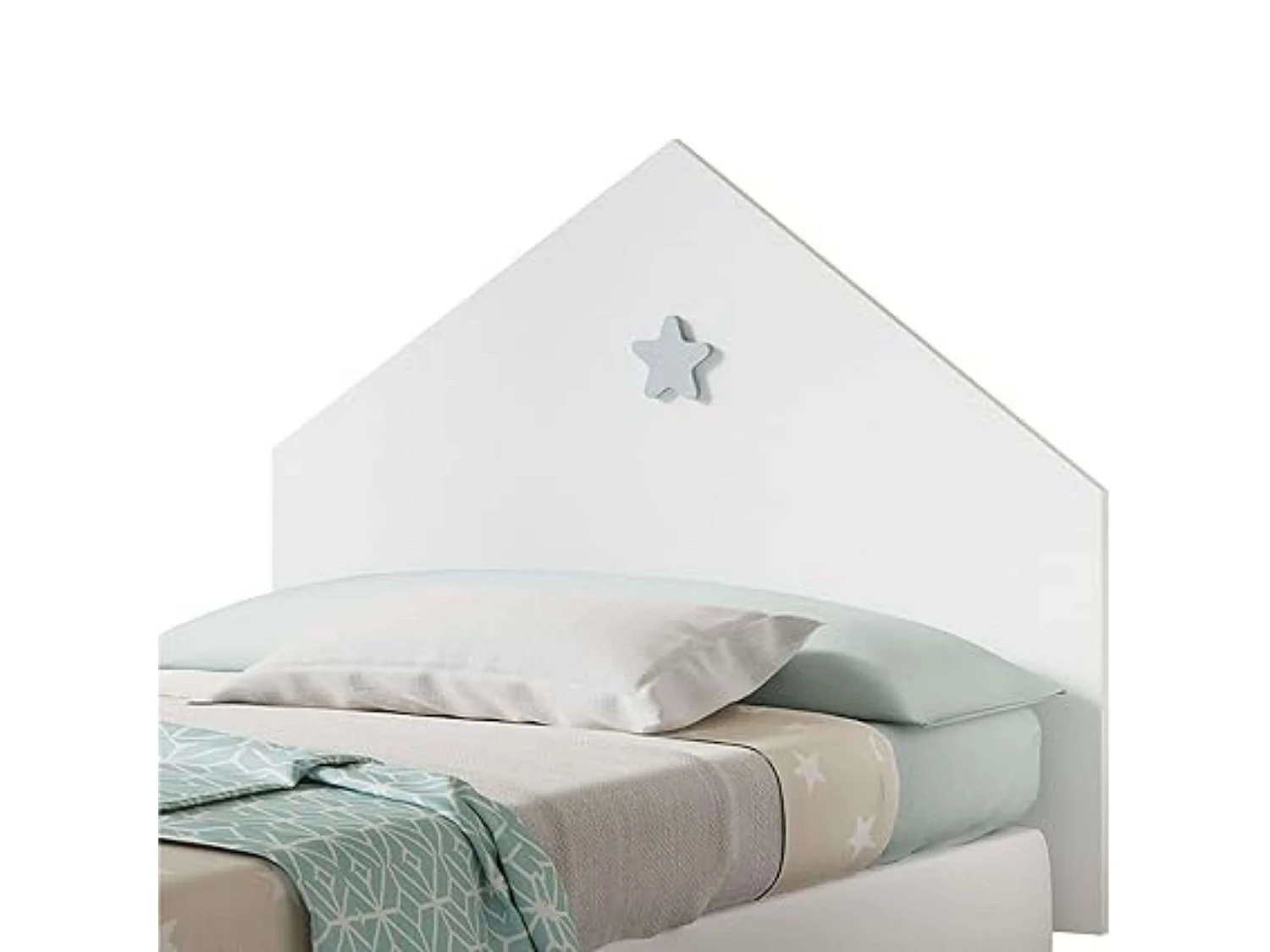 Cabeceira + Mesa de Cabeceira Infantil Quarto Branco Shine Star Quarto Cinza