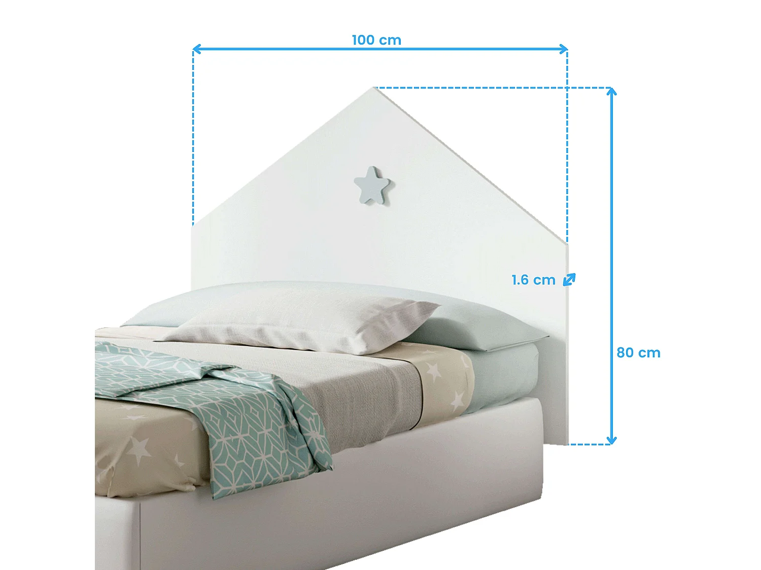 Cabeceira + Mesa de Cabeceira Infantil Quarto Branco Shine Star Quarto Cinza