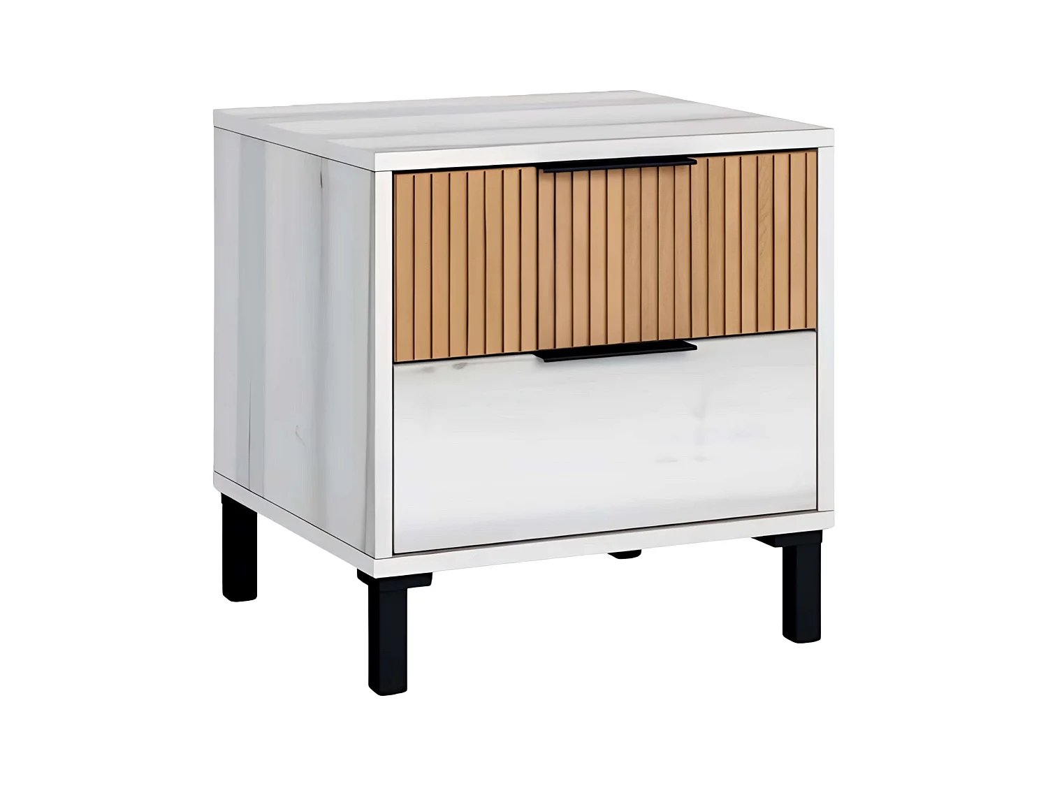 Cabeceira Arles em carvalho branco e listrado com mesas de cabeceira 159 cm