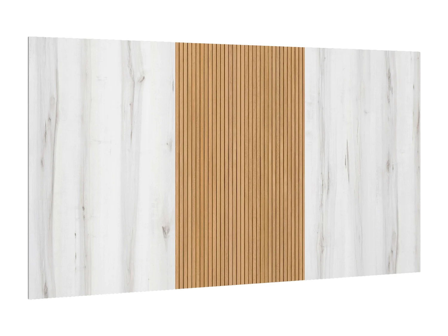 Tête de lit Arles Albo blanc et chêne rayé avec tables de chevet 159 cm