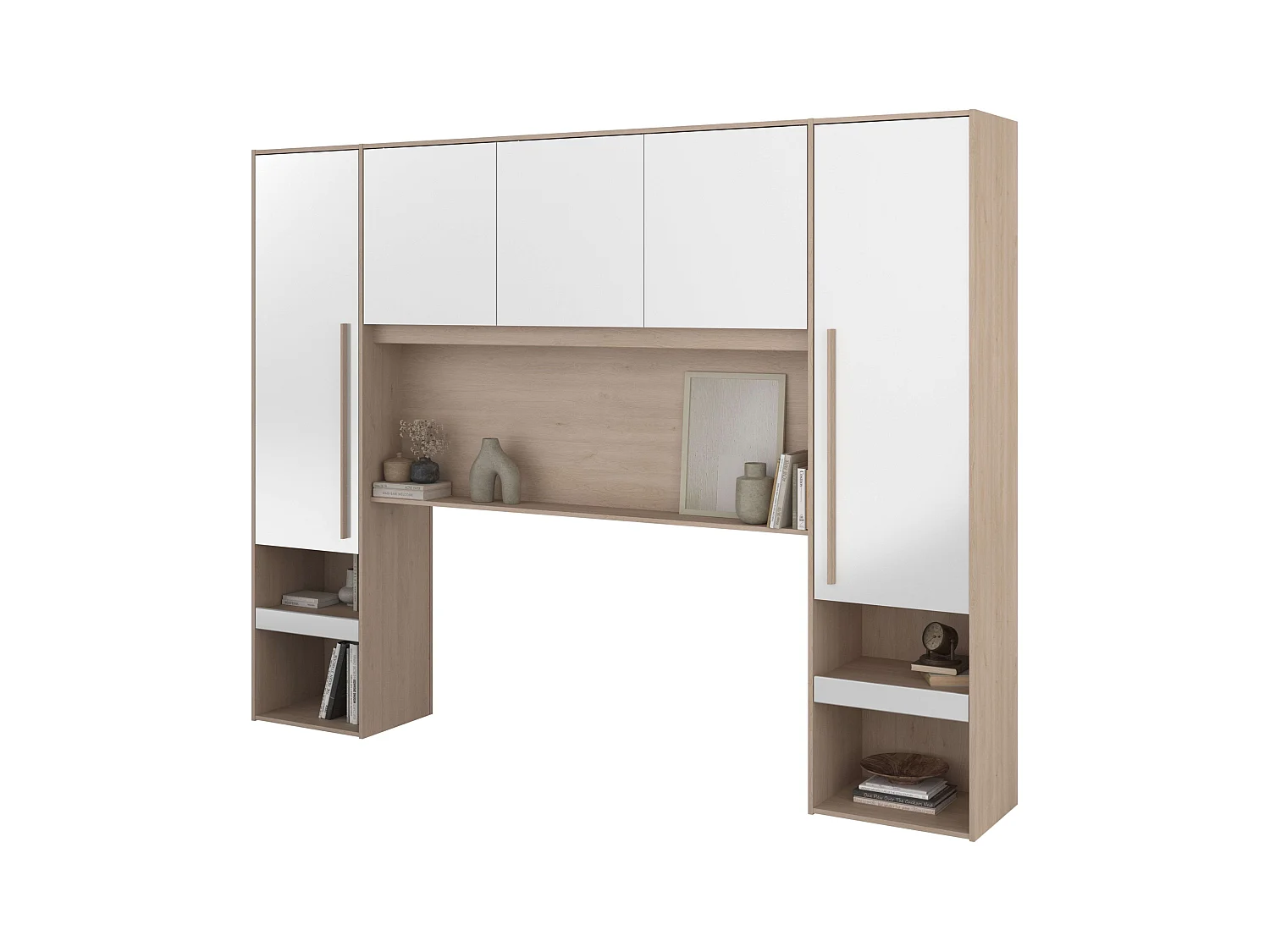 Cabecero Dorm. Princ. Puente John Roble/Blanco 265x40x203 cm