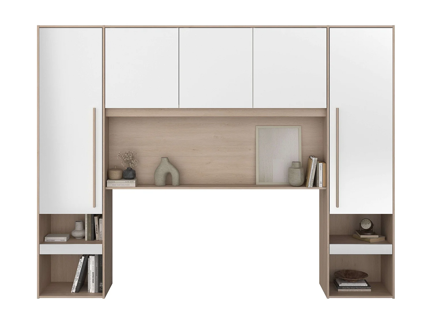 Cabecero Dorm. Princ. Puente John Roble/Blanco 265x40x203 cm