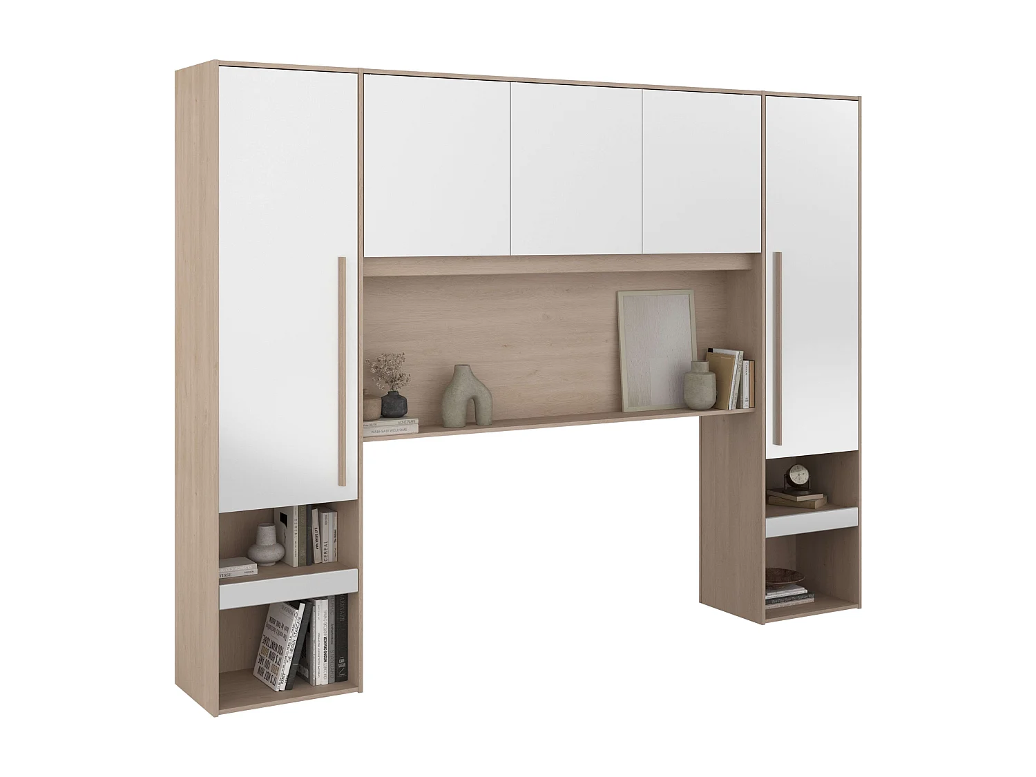 Cabecero Dorm. Princ. Puente John Roble/Blanco 265x40x203 cm