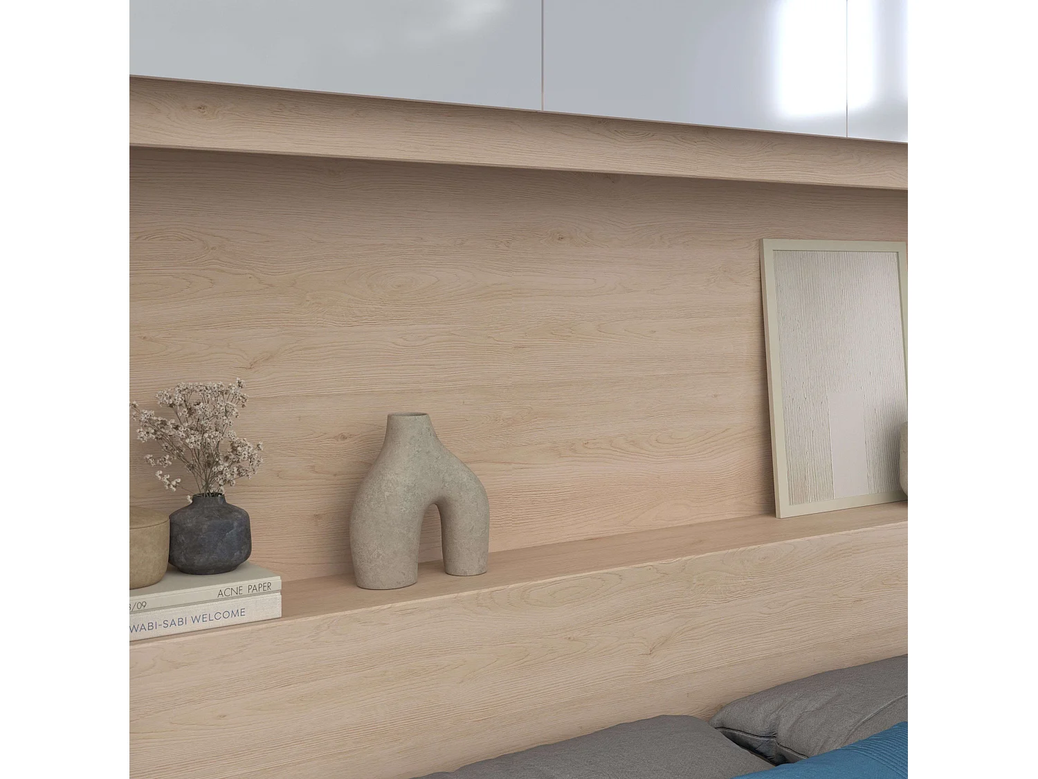 Cabecero Dorm. Princ. Puente John Roble/Blanco 265x40x203 cm