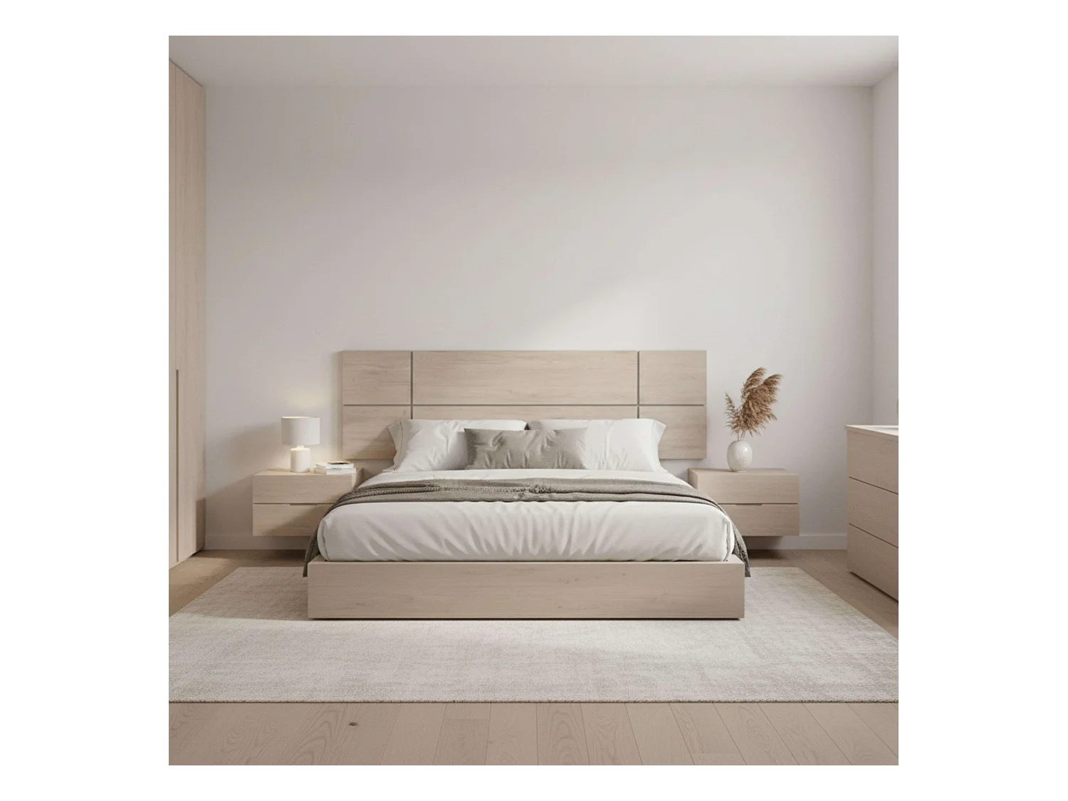 Cabecero Cama Nova 160 cm Dormitorio Doble Roble Aurora