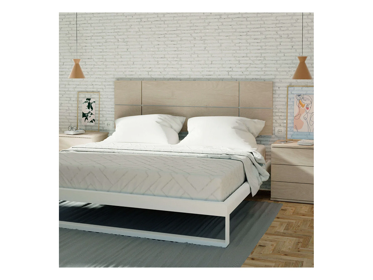 Cabecero Cama Nova 160 cm Dormitorio Doble Roble Aurora