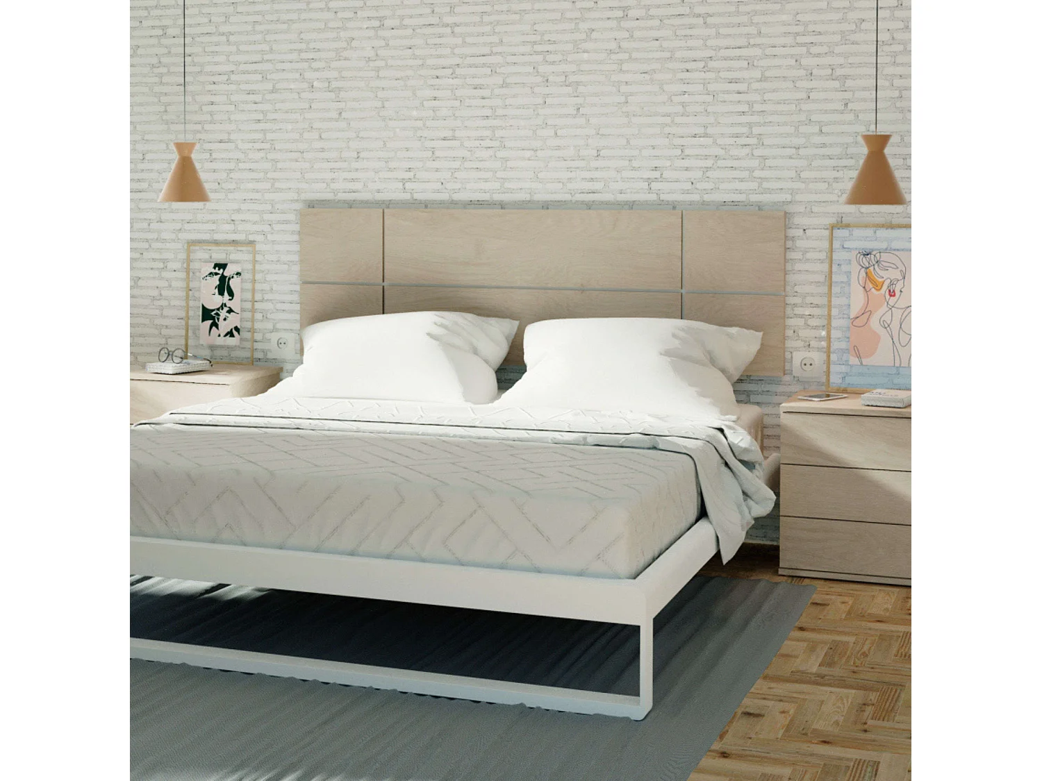 Cabeceira de Cama Nova 160 cm Quarto Casal Aurora Carvalho