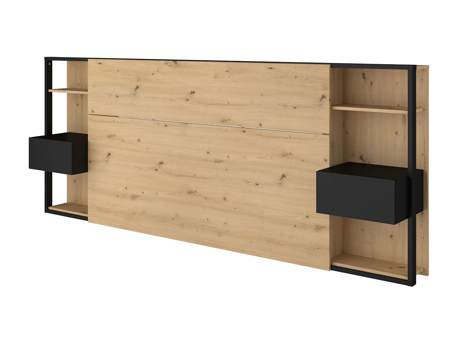 Cabecero matrimonio Stamp Roble/Negro 255x103x36 cm