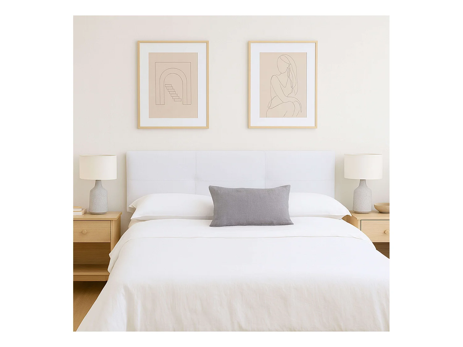 Tête de lit Isabella pour lit double en similicuir blanc 165x52 cm