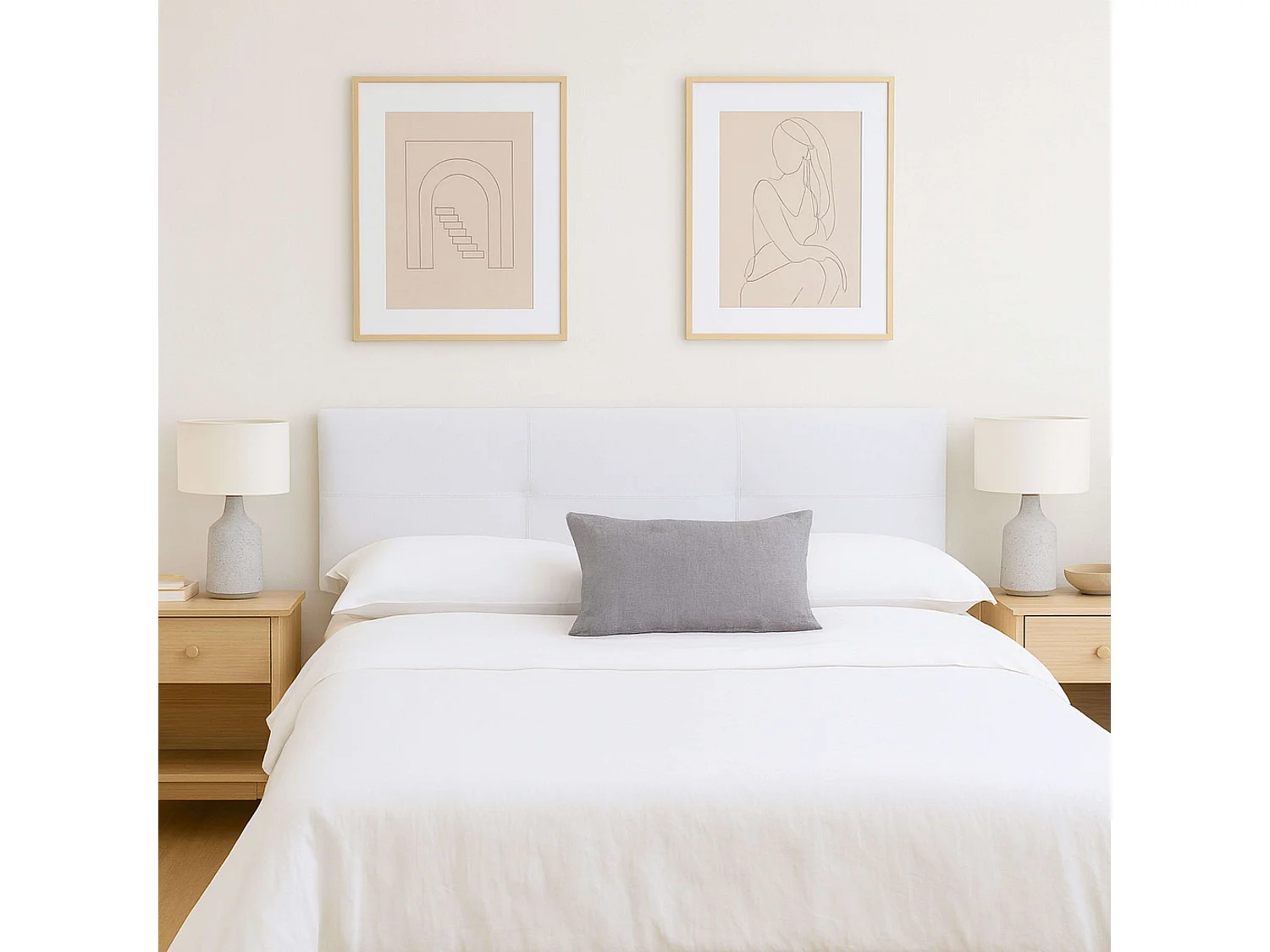 Cabeceira Isabella Cama Casal Couro Sintético Branco 165x52 cm