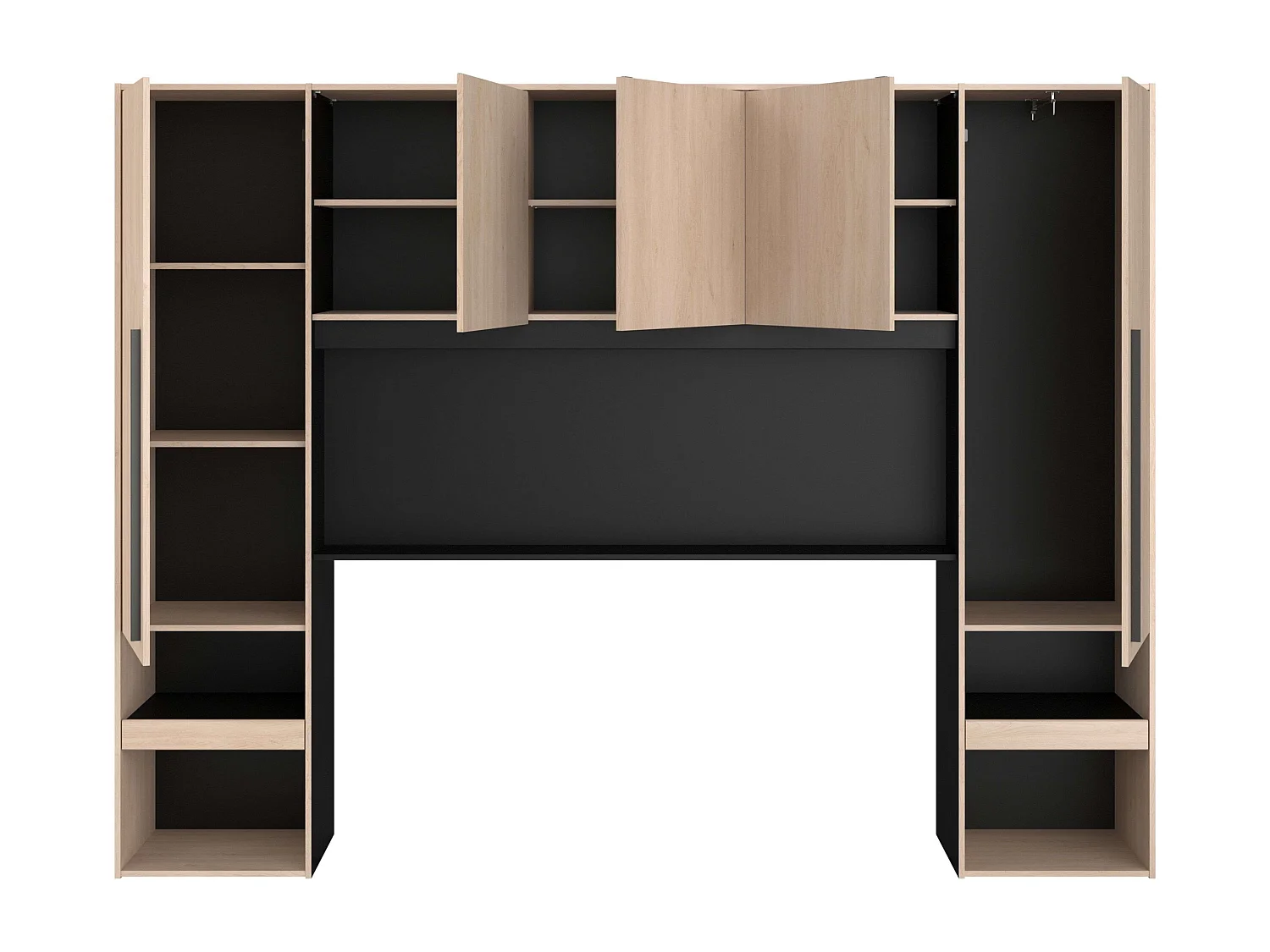 Cabecero Dormitorio Principal Puente John Roble y Negro 265x40x203 cm