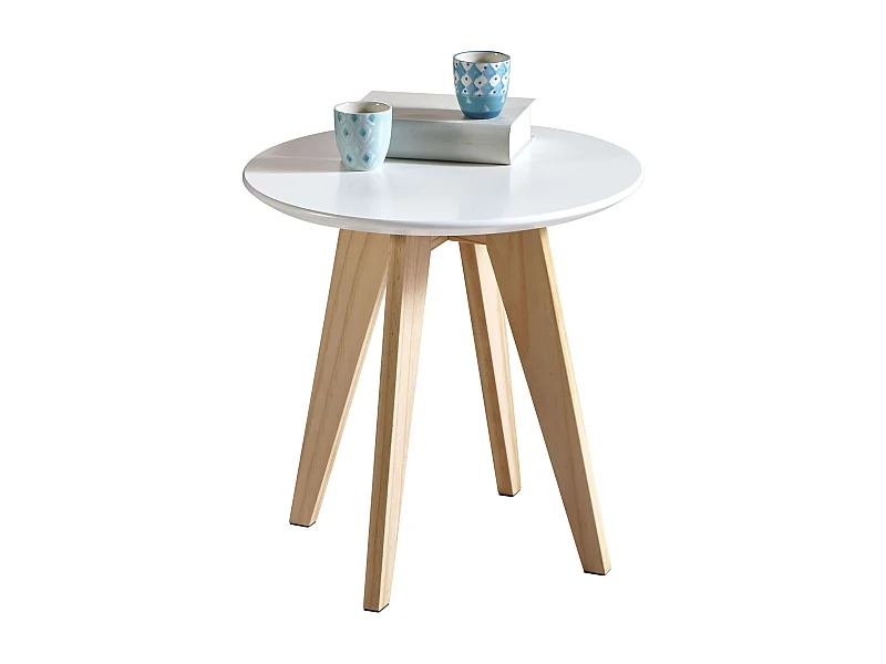 Mesa Auxiliar Salón Comedor Blanco y Roble 40 cm