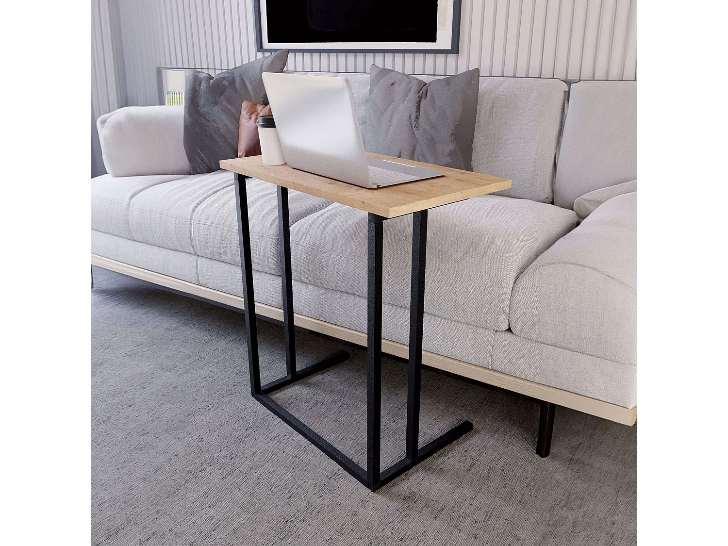 Table d'appoint de salon en chêne Safir noir 60x65x36 cm