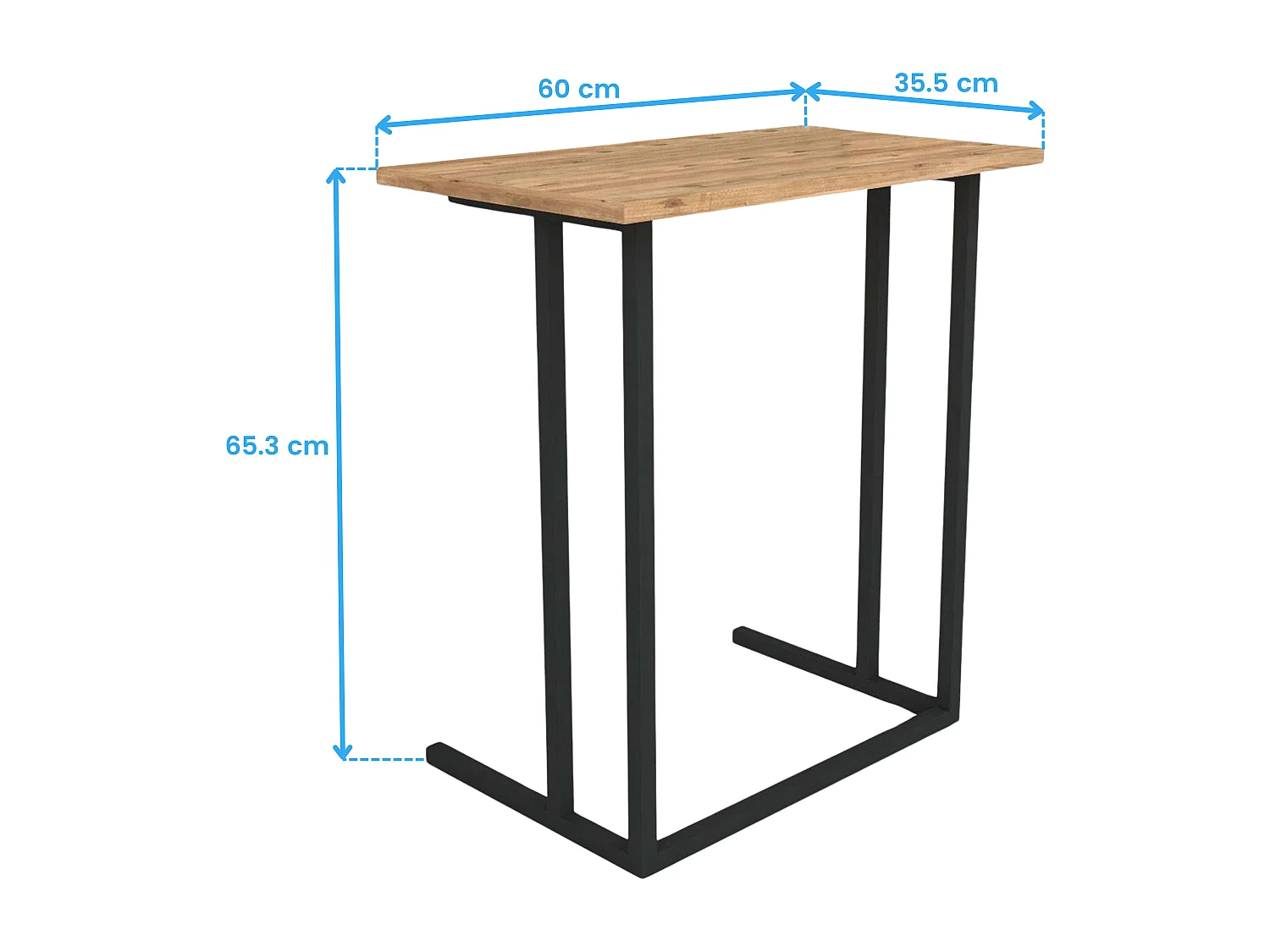 Table d'appoint de salon en chêne Safir noir 60x65x36 cm