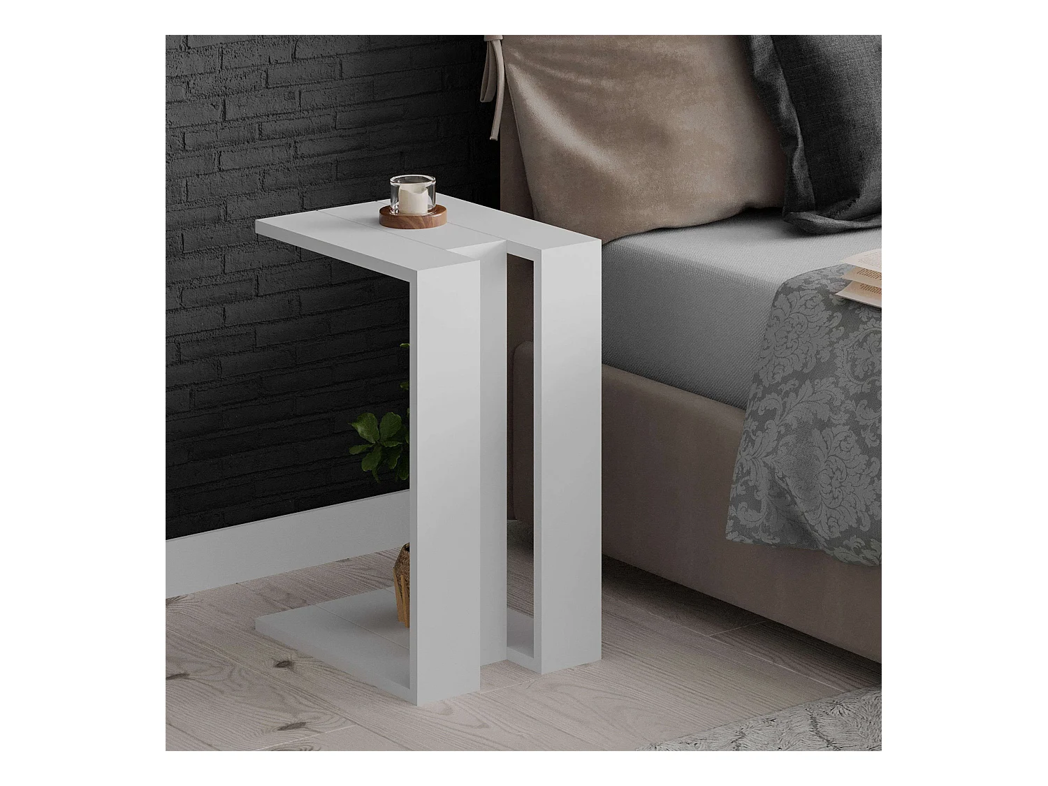 Table d'appoint blanche Tesauro 30 x 57 x 40 cm pour salle à manger