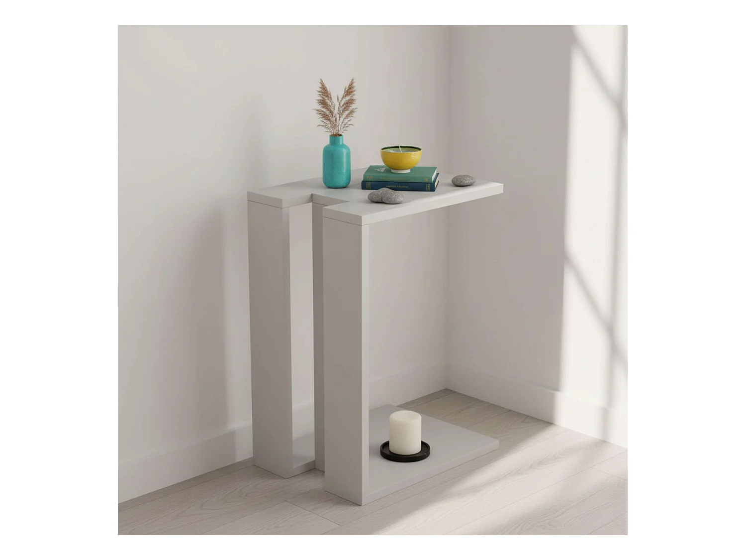 Table d'appoint blanche Tesauro 30 x 57 x 40 cm pour salle à manger