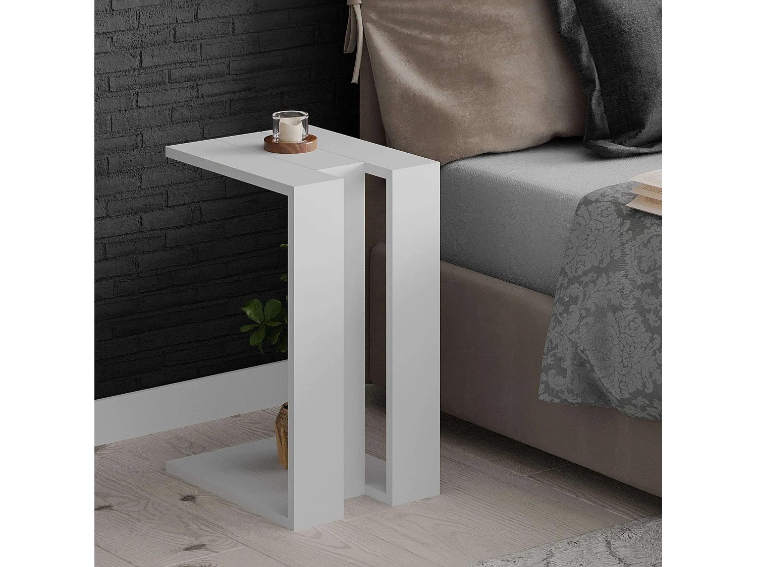 Table d'appoint blanche Tesauro 30 x 57 x 40 cm pour salle à manger