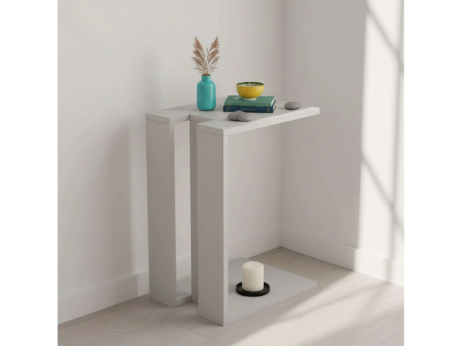 Table d'appoint blanche Tesauro 30 x 57 x 40 cm pour salle à manger