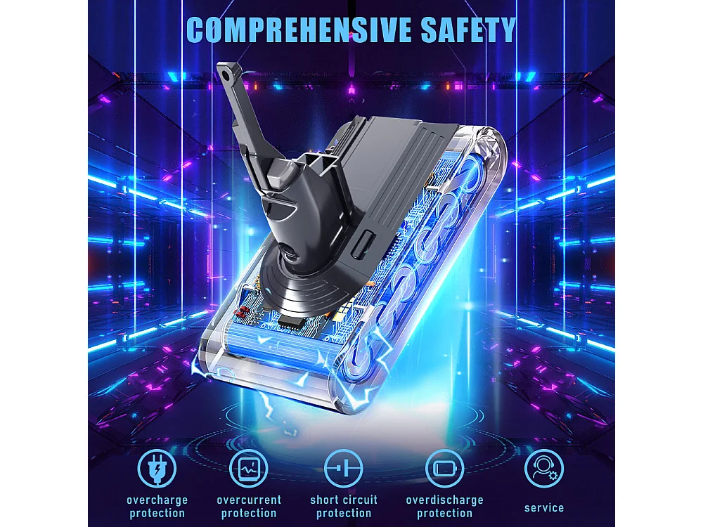 Batterie 4500 mAh pour aspirateur Dyson V8 SV10, avec 2 Filtres