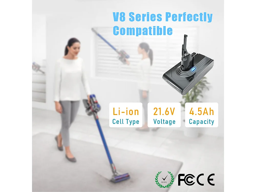 Batterie 4500 mAh pour aspirateur Dyson V8 SV10, avec 2 Filtres