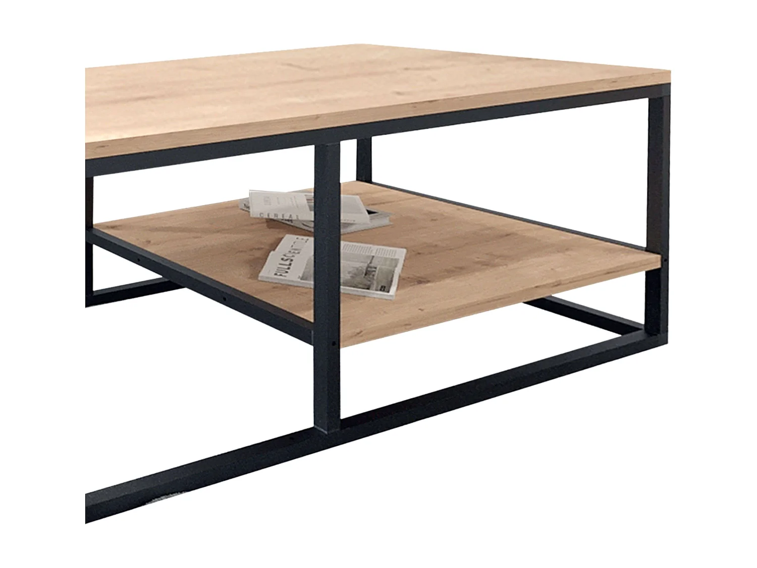 Mesa Centro Salón Rus Base Inferior Negro Roble Safir 105x42x0 cm