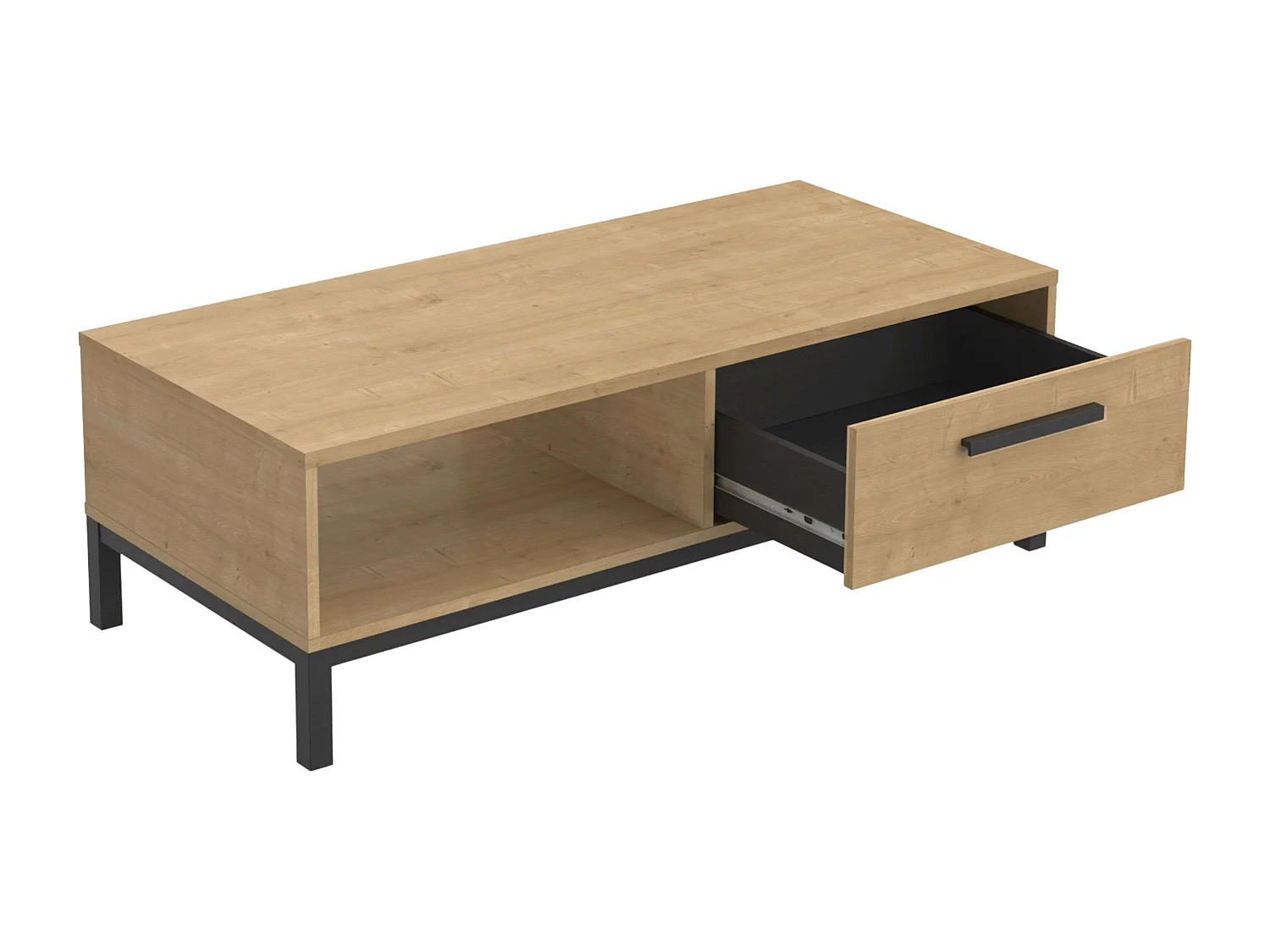 Mesa Centro Craft ContemporáSven Roble Hamilton/Negro 1 Cajón 1 Estante 110x37x50 cm