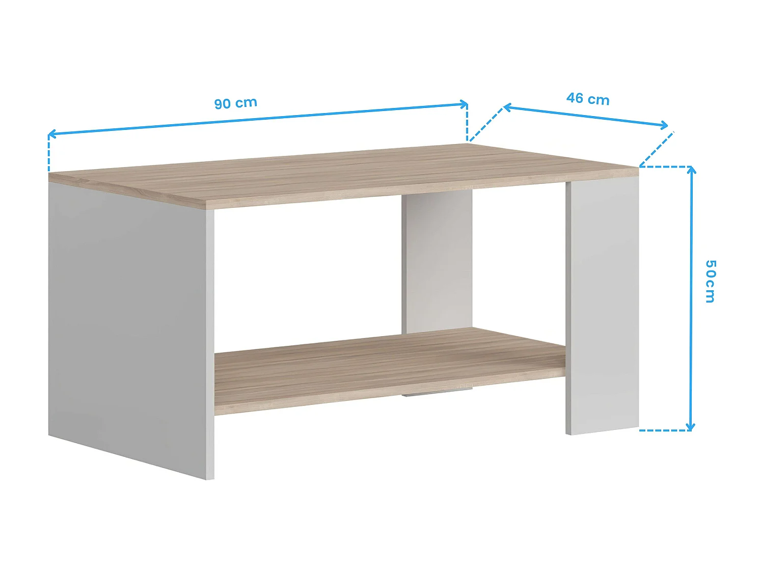Mesa centro Mira salón roble cambrian/blanco 90x50x46 cm