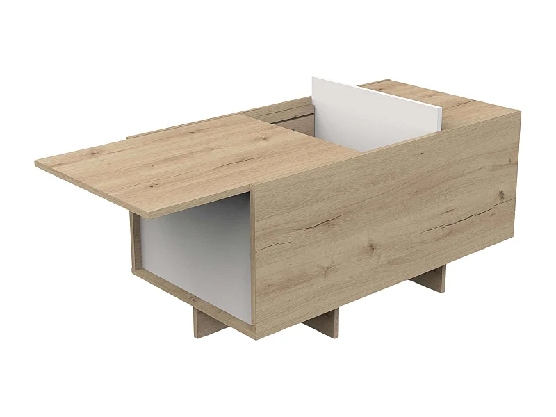 Mesa centro Lead 1 Puerta corredera, 1 hueco Roble Artisan Blanco