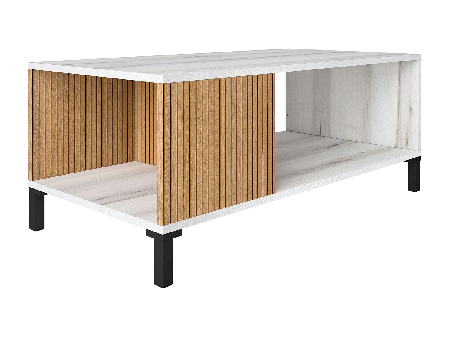 Mesa Centro Tokio Estilo Nórdico Roble Ryado Blanco Albo 100x41 cm