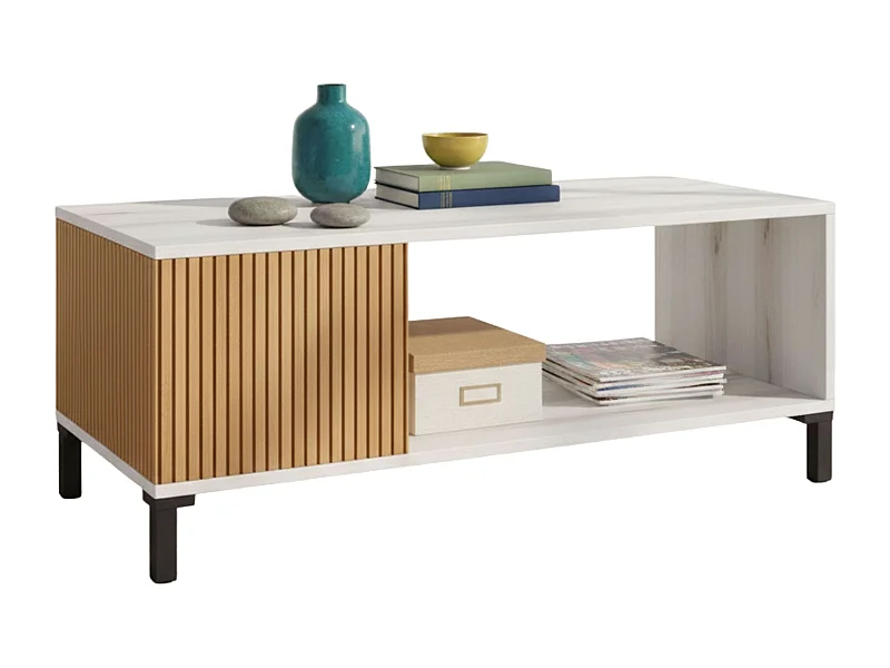 Mesa Centro Tokio Estilo Nórdico Roble Ryado Blanco Albo 100x41 cm