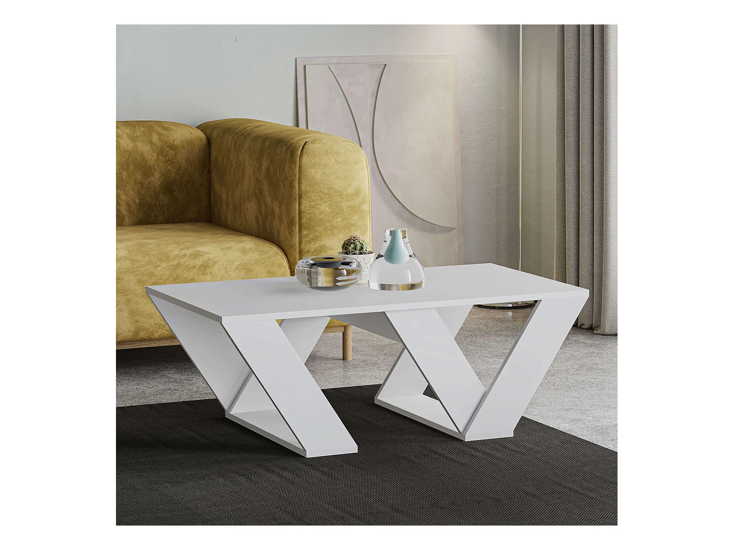 Mesa Centro Trivial Blanco 110x40x60cm Comedor