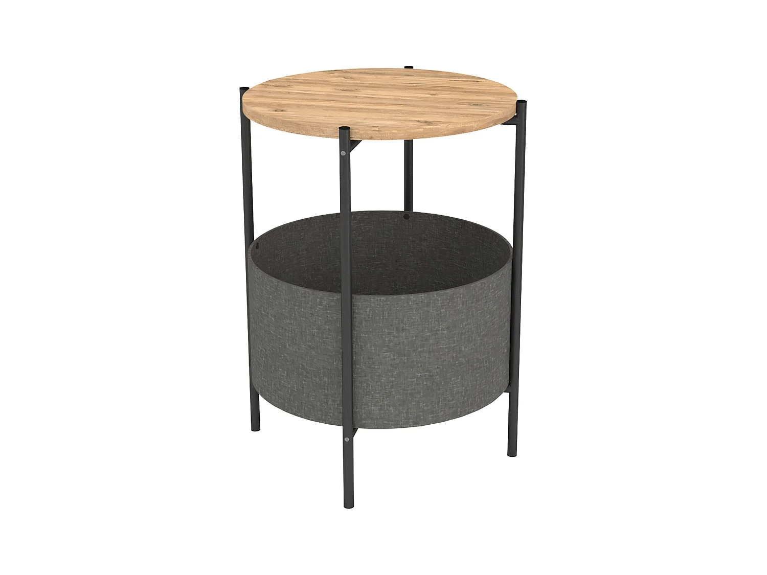 Nyx Mesa de Centro Gris 43x60cm Roble Safir, Patas Metal y Melamina