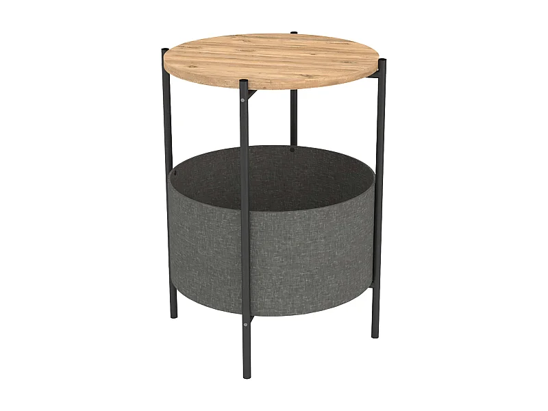 Nyx Mesa de Centro Gris 43x60cm Roble Safir, Patas Metal y Melamina