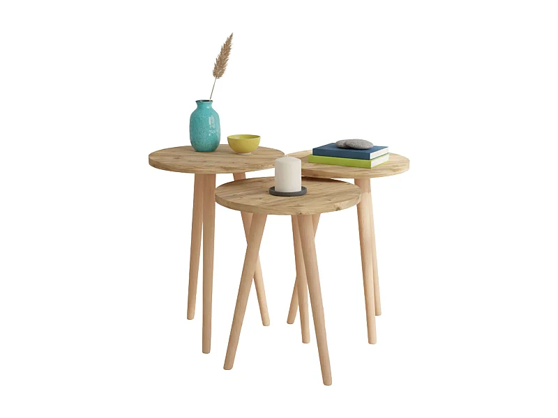 Mesas Centro Salón 3 Uds Roble Safir y Haya